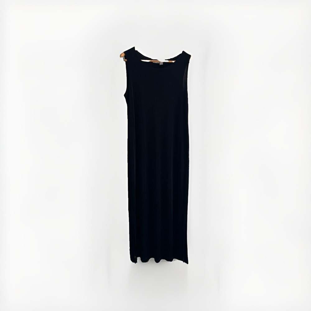Chico's Travelers Black Sleeveless Maxi Dress, Size 2, Stretch Travel Knit, EUC